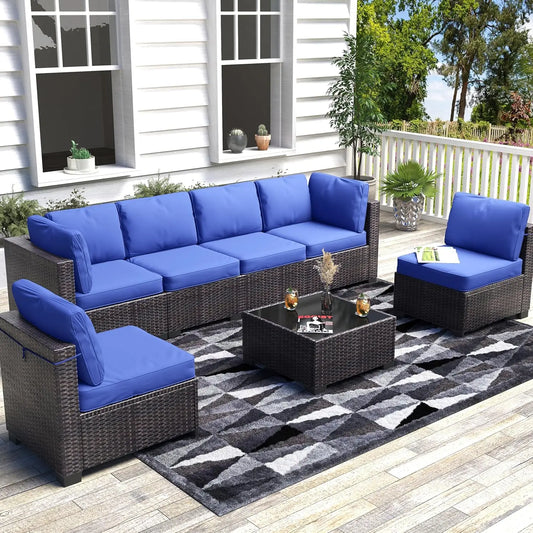 HobbyLane 7 Piece Modular Outdoor Furniture Set PE Rattan Wicker Garden Balcony