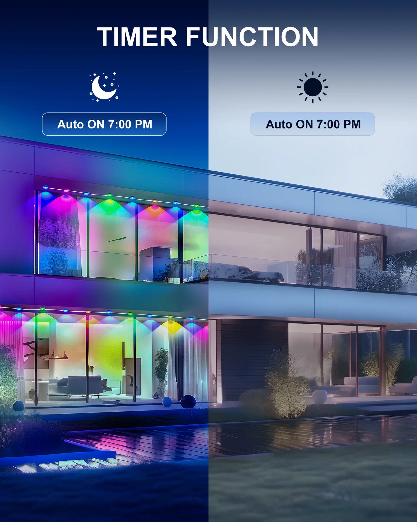 Aiopp RGBIC Outdoor LED Lights Waterproof IP67 100 Scene Modes