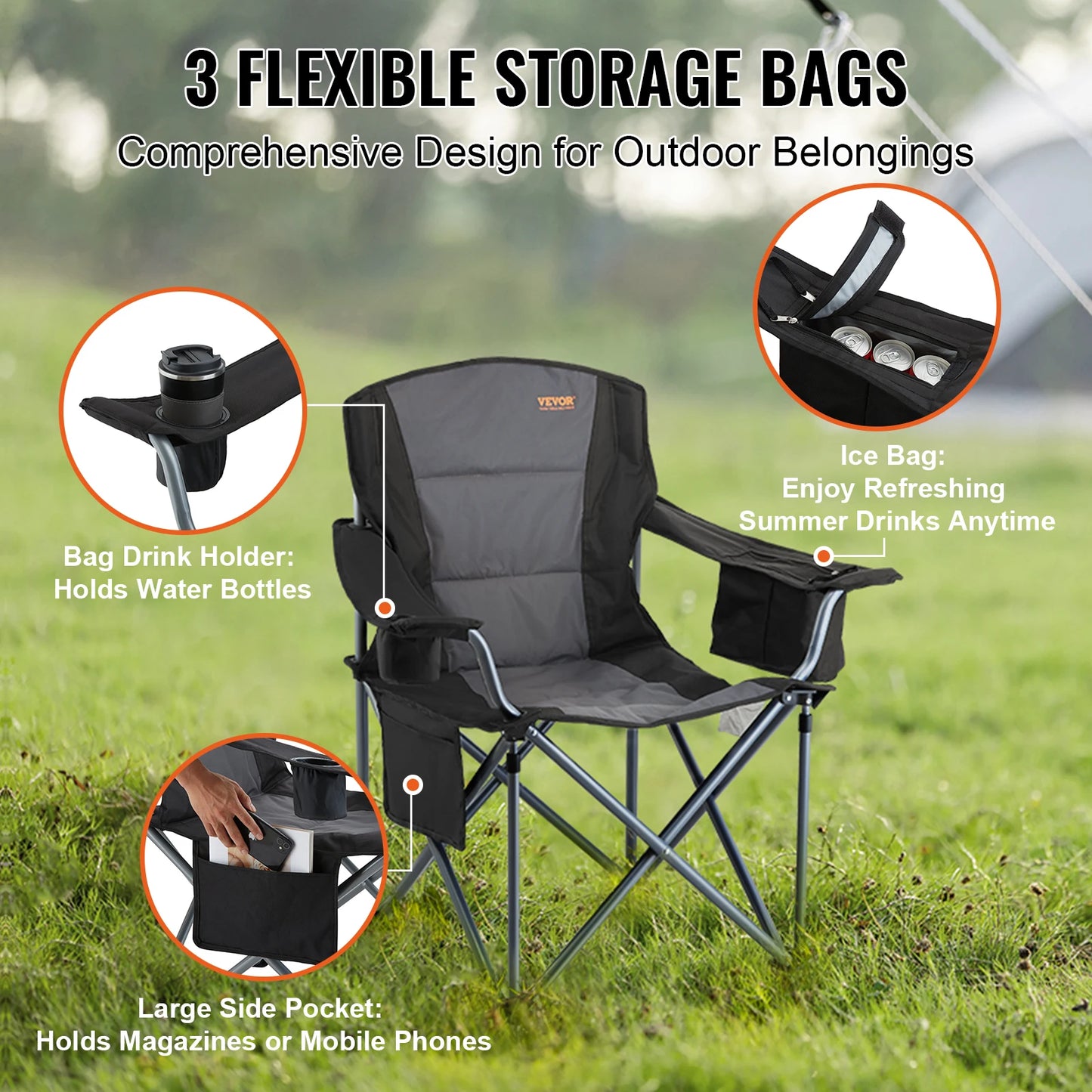 SucceBuy Ultralight Outdoor Folding Camping Chair 350 Pound Capacity