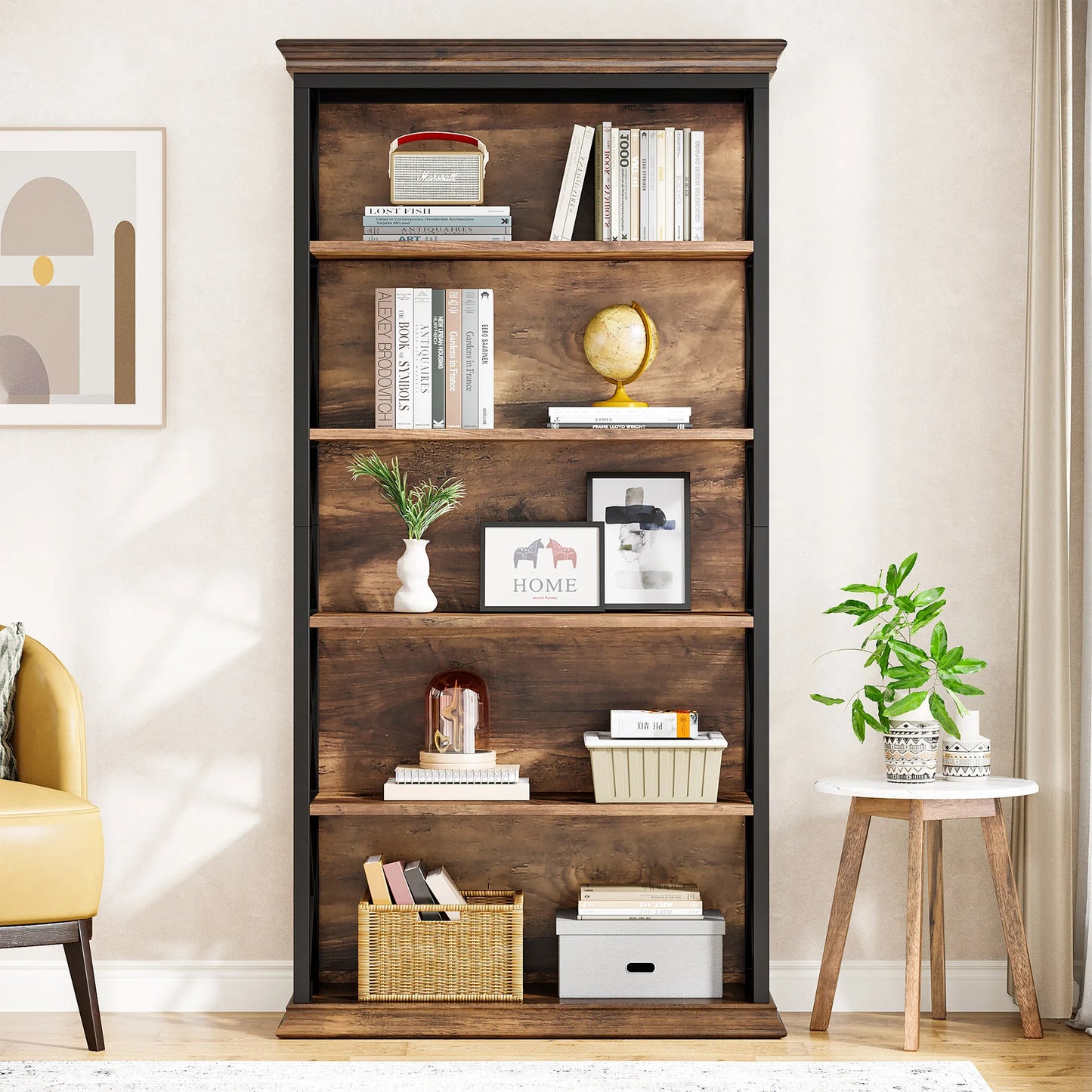 Tribesigns 6-Tier Bookcase Industrial Style Floor Standing Shelves