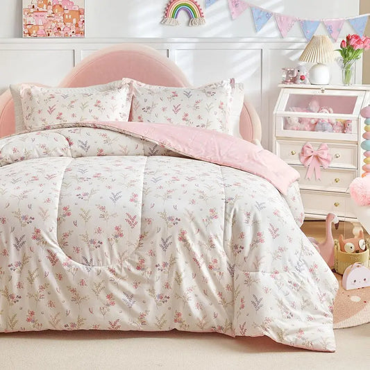 Cotton Comforter Set For Girls Floral Design Three Piece All Season