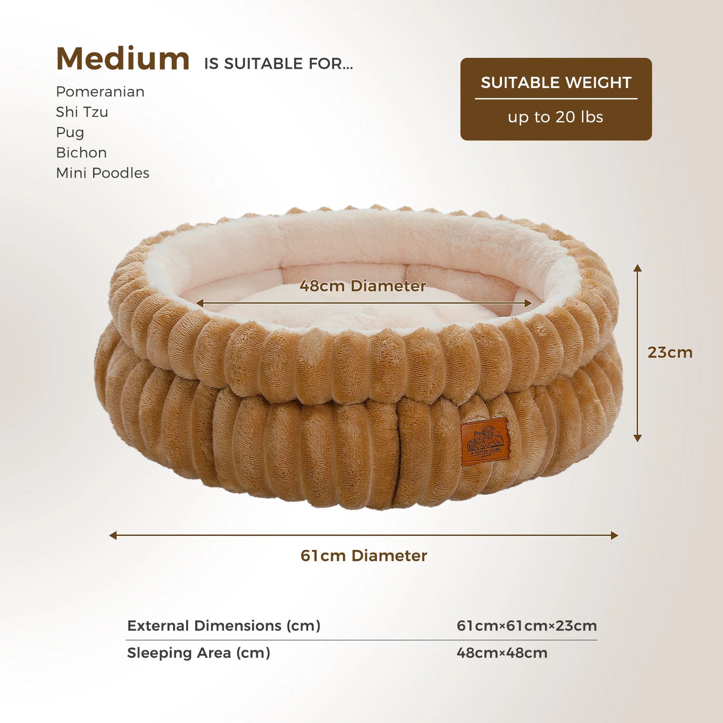 PAWZ Road RoundShaped Dog Bed For Medium Dogs And Cats