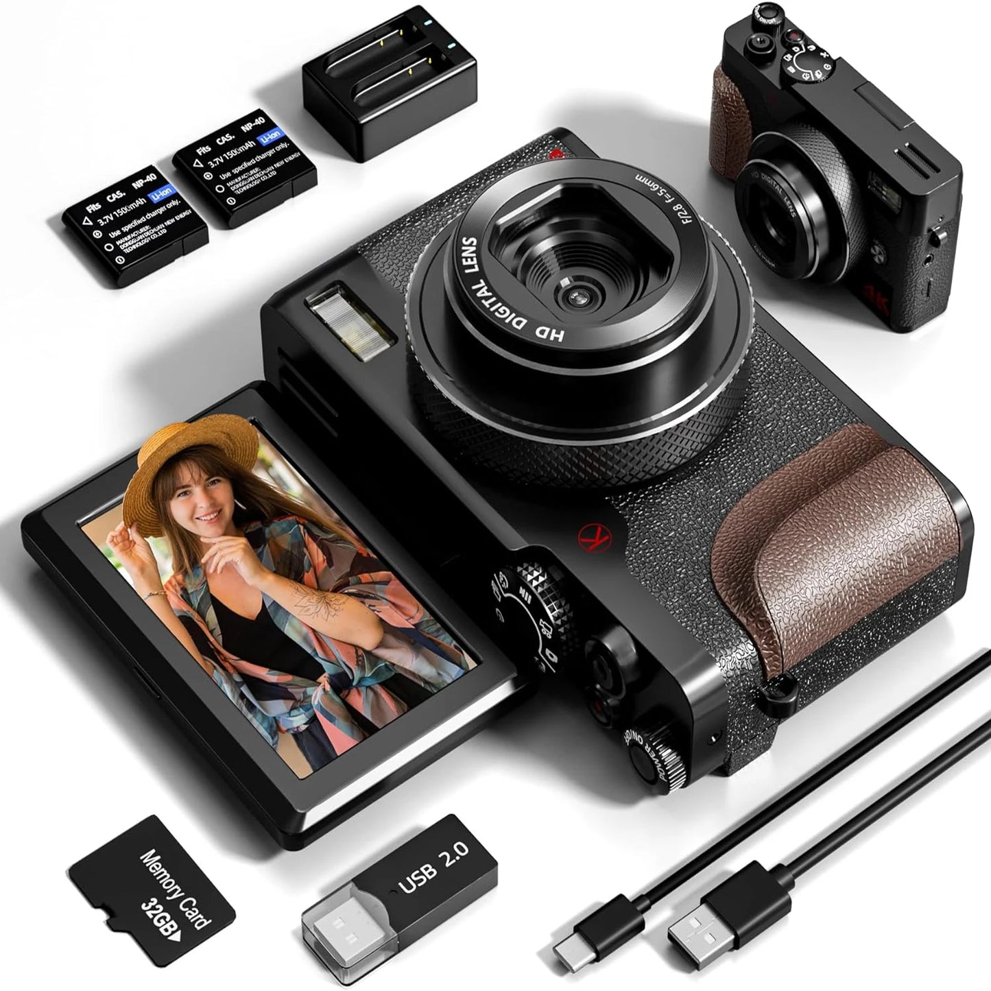 NBD 56MP 4K Vlogging Camera With 180 Degree Flip Screen