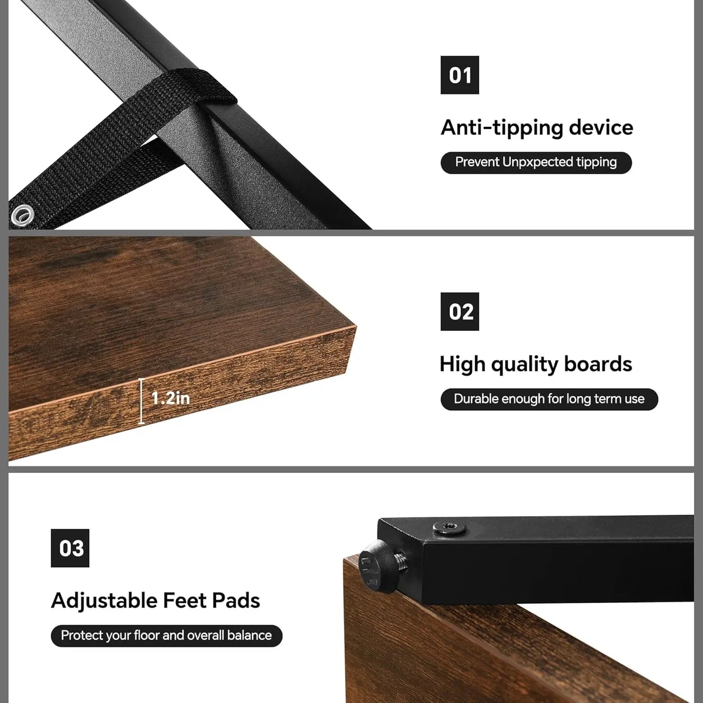 Rustic Industrial 5-Tier Wood and Metal Bookshelf Display