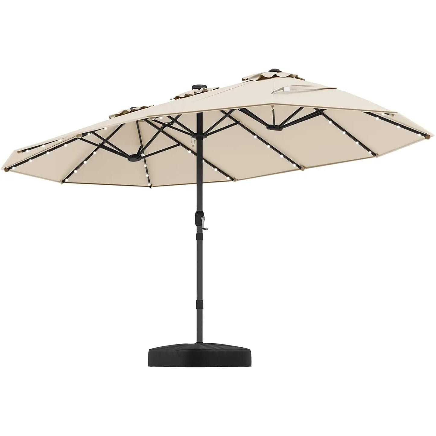 Double-Sided Solar Patio Umbrella With 48 LED Lights And Vented Top
