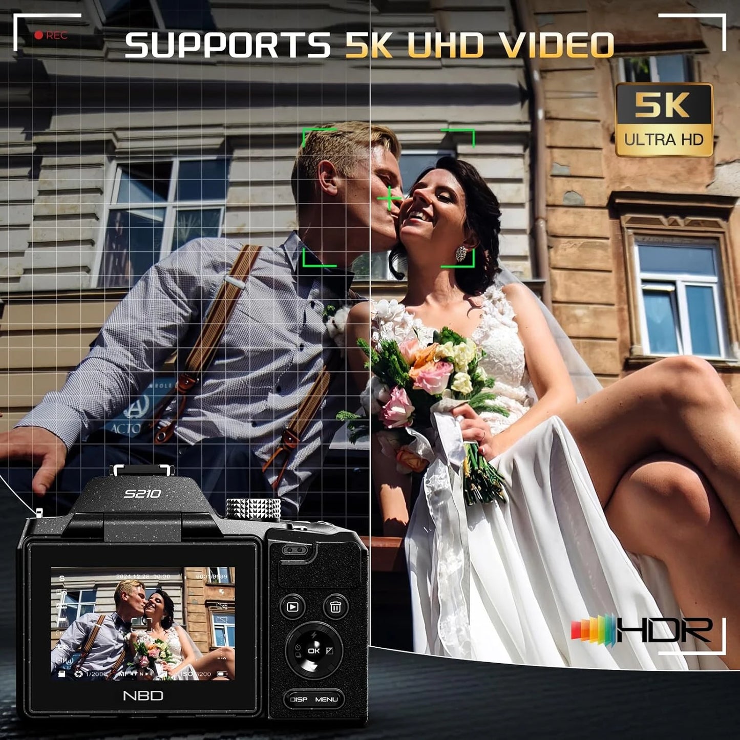NBD S210F 8K 64MP Digital Camera With Autofocus 16x Optical Zoom Flip Screen