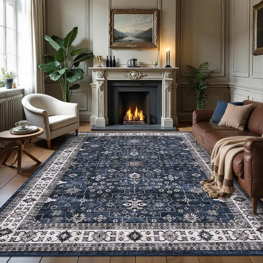 Vintage Tribal Rug For Living Room Washable Non Slip Backing