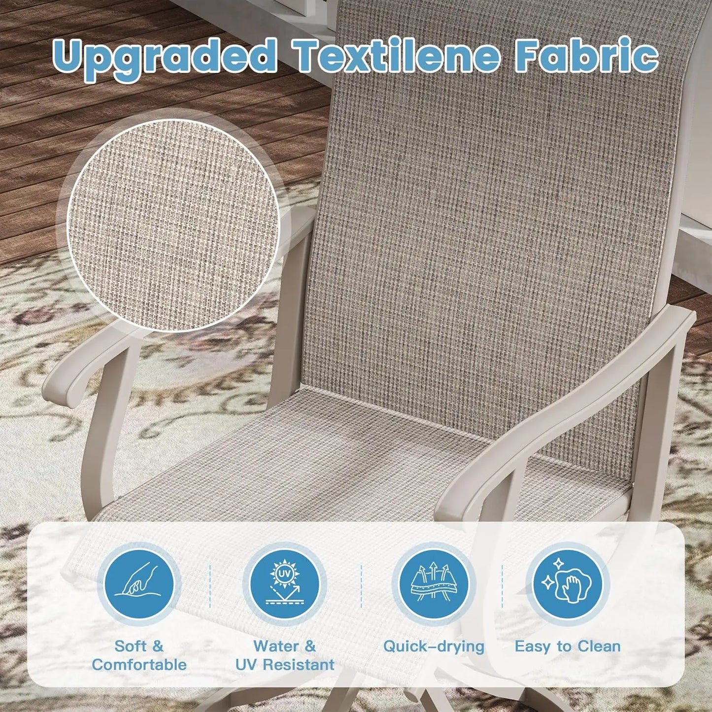 Patio Swivel Dining Chairs Set of 6 Textilene All Weather