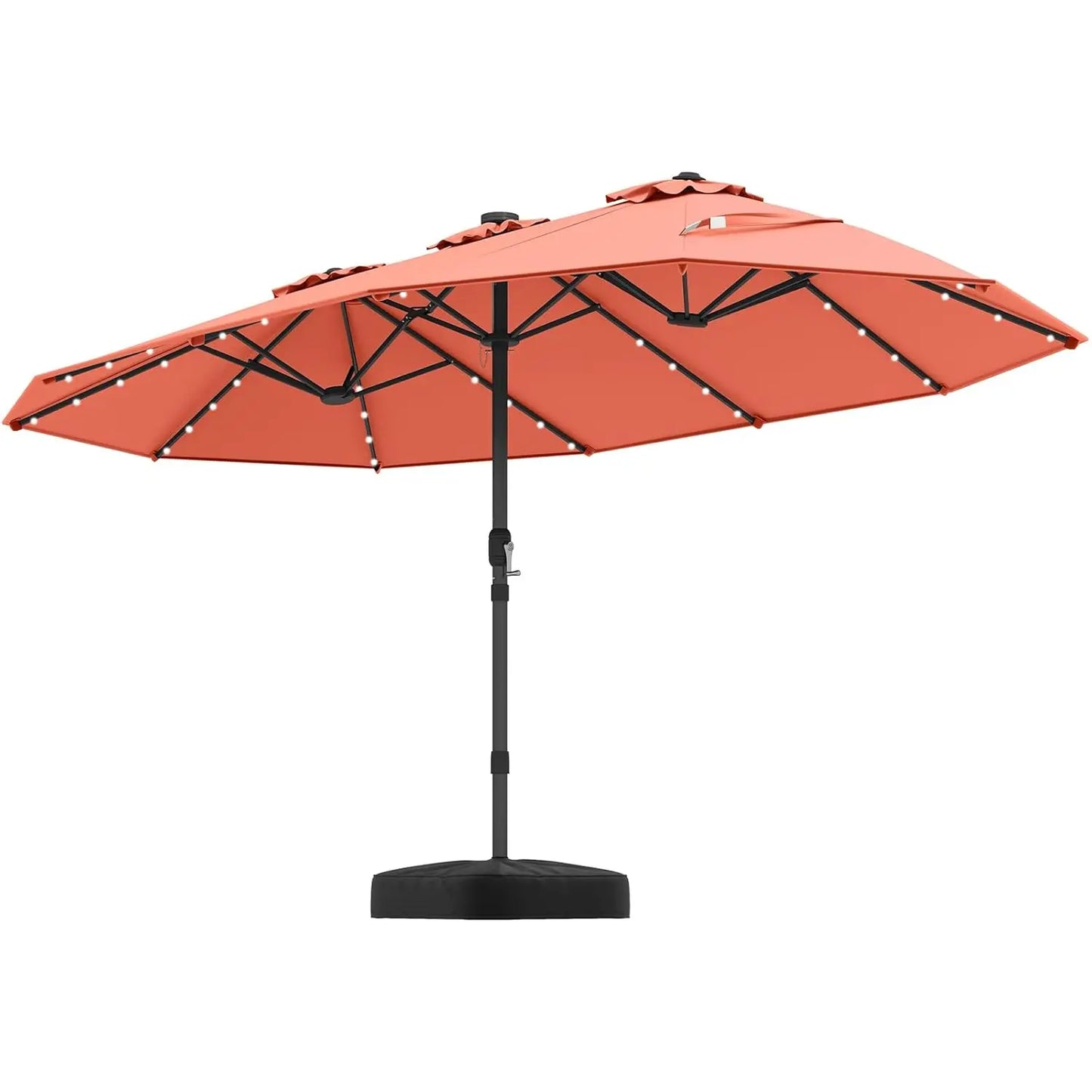 Double-Sided Solar Patio Umbrella With 48 LED Lights And Vented Top