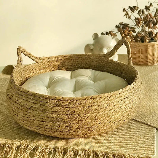 LEWENCN Handmade Vine Woven Cat Nest for All Seasons