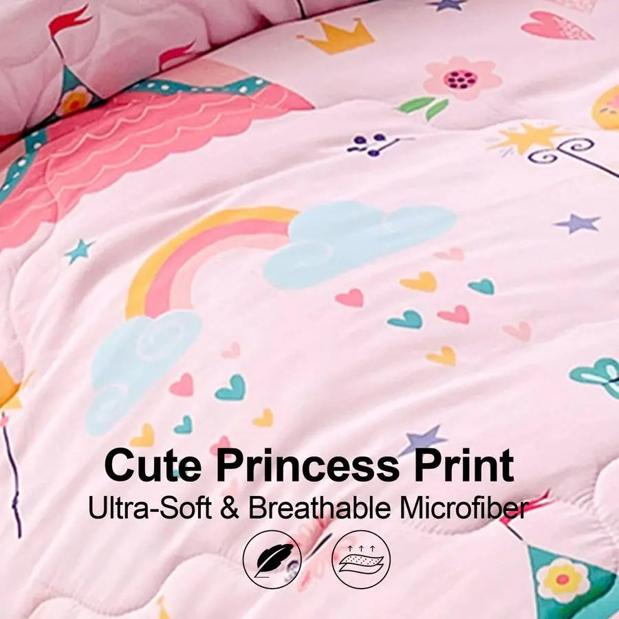 Princess Comforter Set For Girls Bed In A Bag 7-Piece