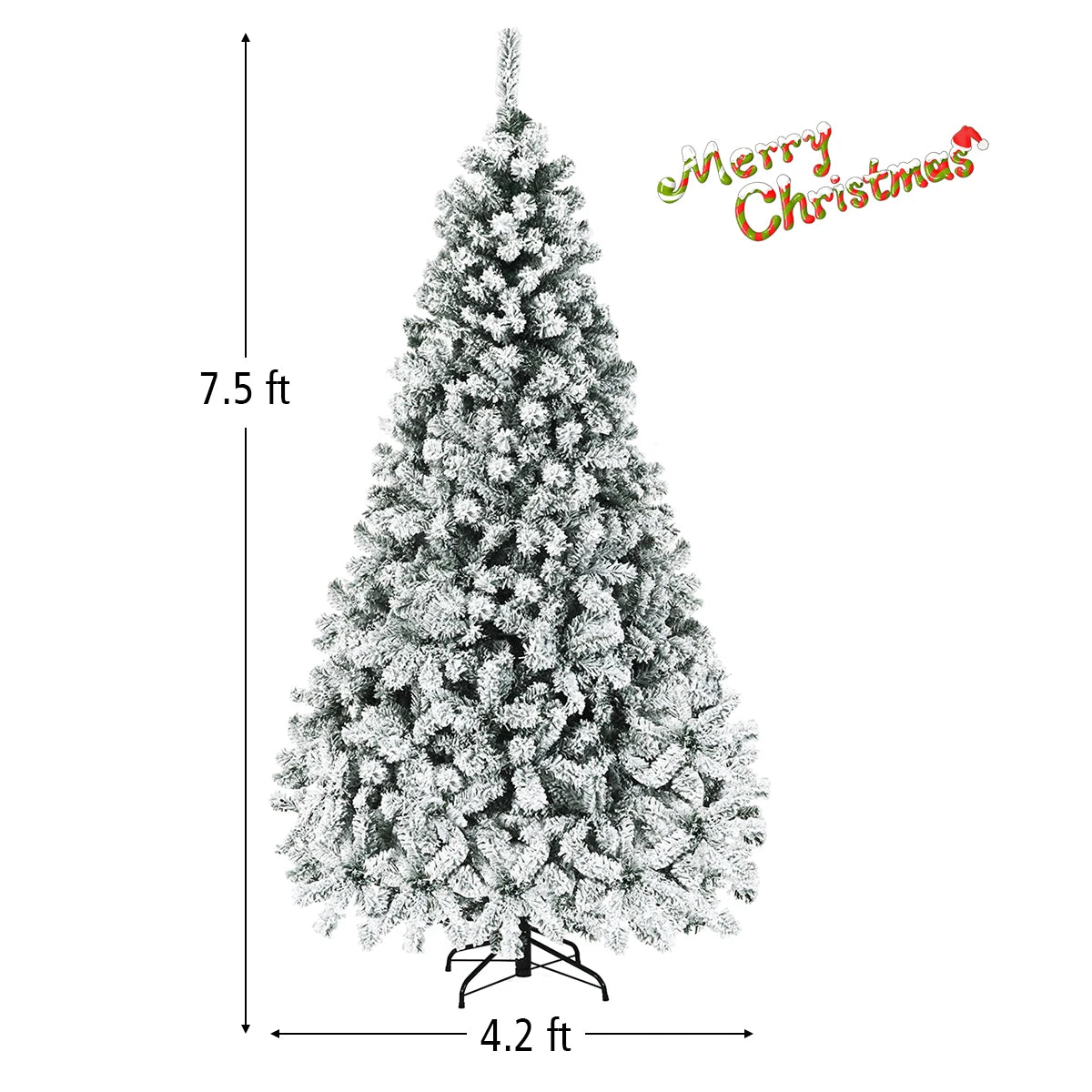 MULTIGOT Pre Lit Snow Flocked Hinged Artificial Christmas Tree
