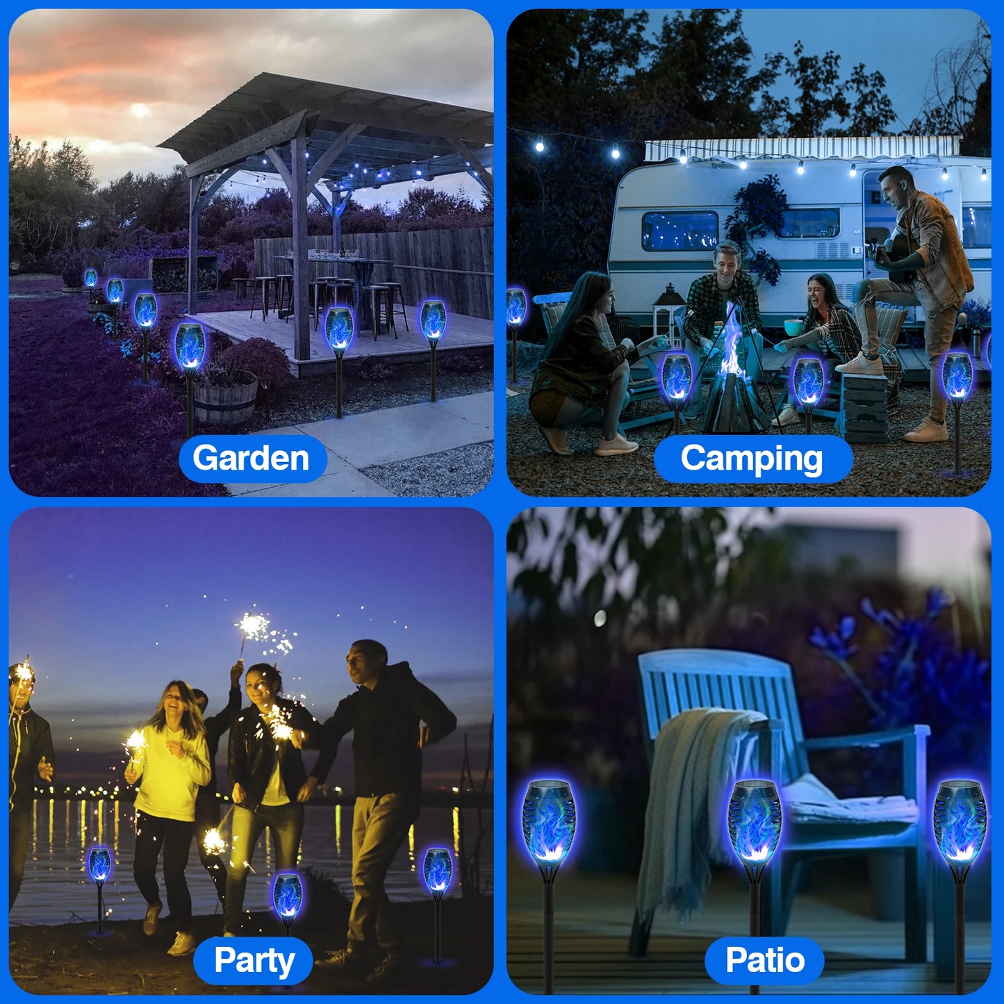 Solar Flame Torch Lights Outdoor Decoration Flickering LED Path
