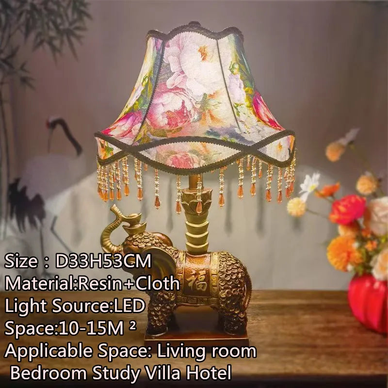 American Retro Peacock Table Lamp LED Contemporary Decor