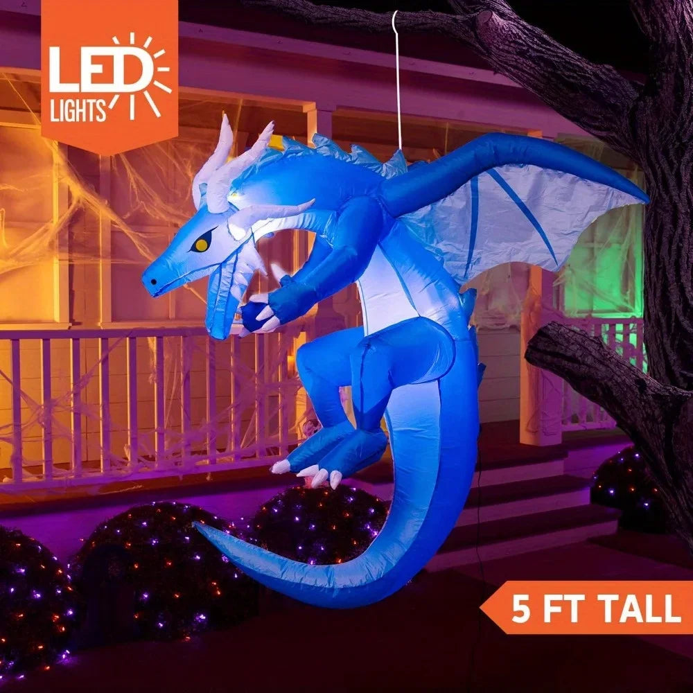 Halloween Ice Dragon Inflatable With LEDs For Outdoor Yard Decor
