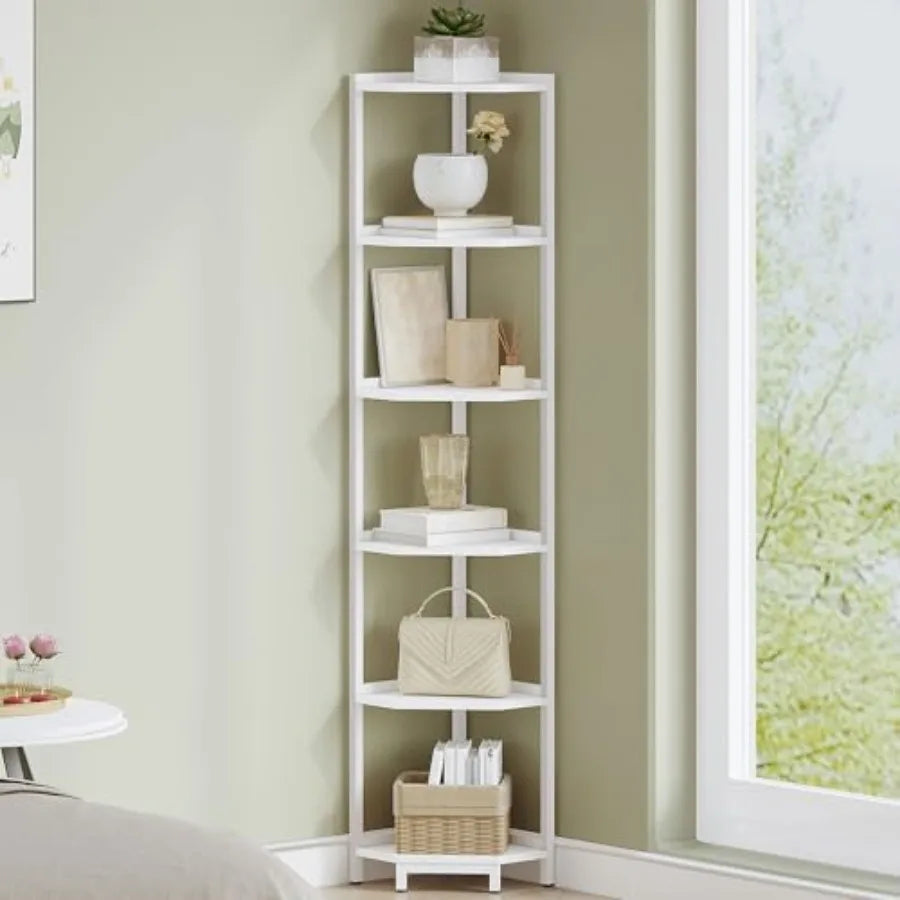 Corner Shelf Stand Bookcase For Living Room Organization