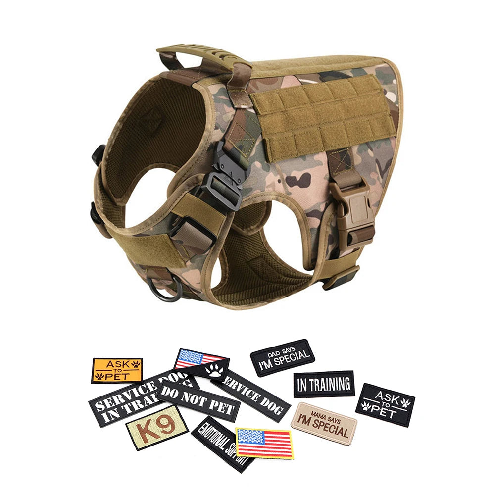 Petravel Military Large Dog Harness Vest Set With Patches For Training