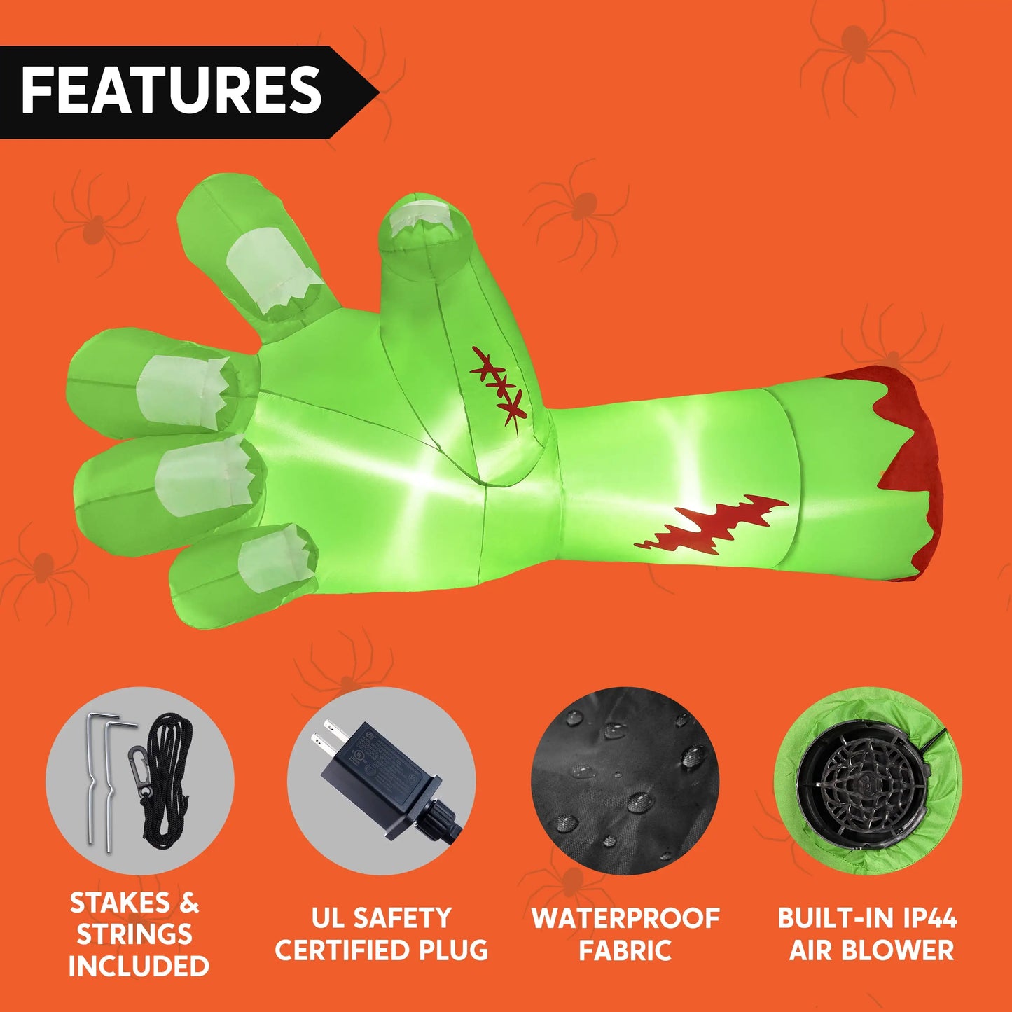 Joyfy Broken Hand Zombie Arm Inflatable With LEDs For Halloween Decor