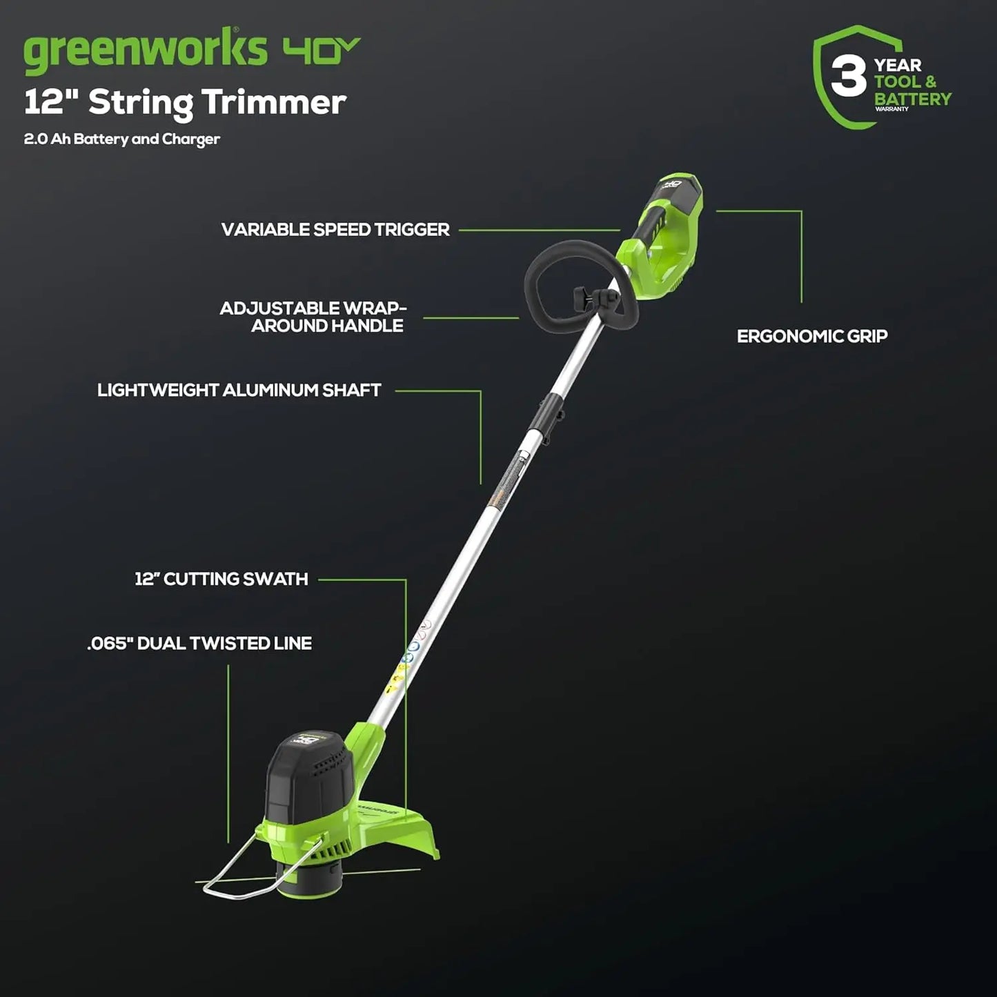 40V Cordless Yard Tool Kit With Trimmer And Leaf Blower
