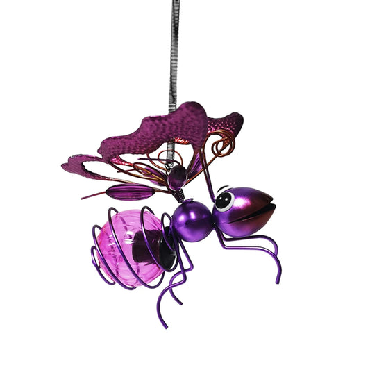 Solar Iron Insect Statue With LED Fairy Lights Outdoor