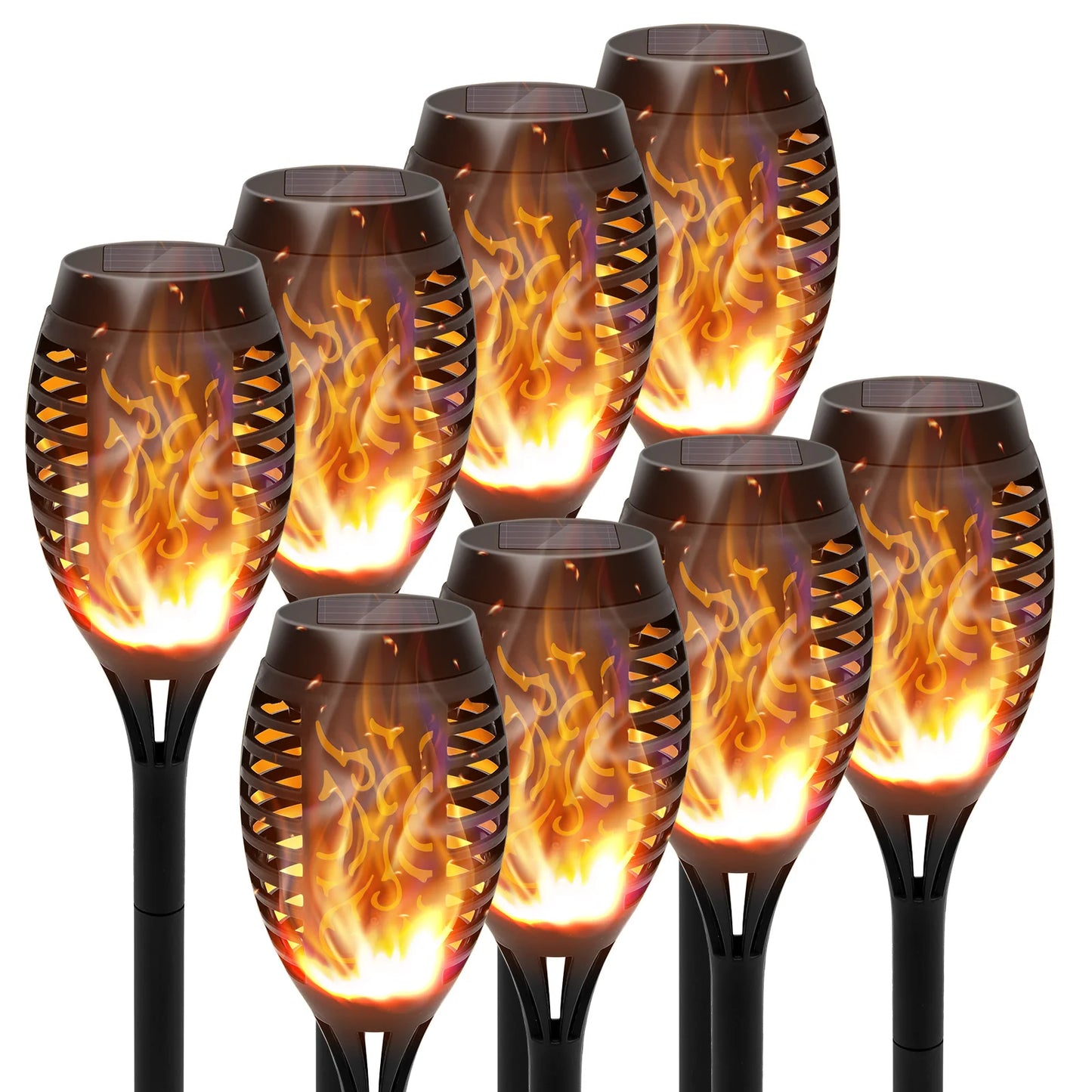 Solar Torch Lights With Flickering Flame Waterproof Outdoor Pathway