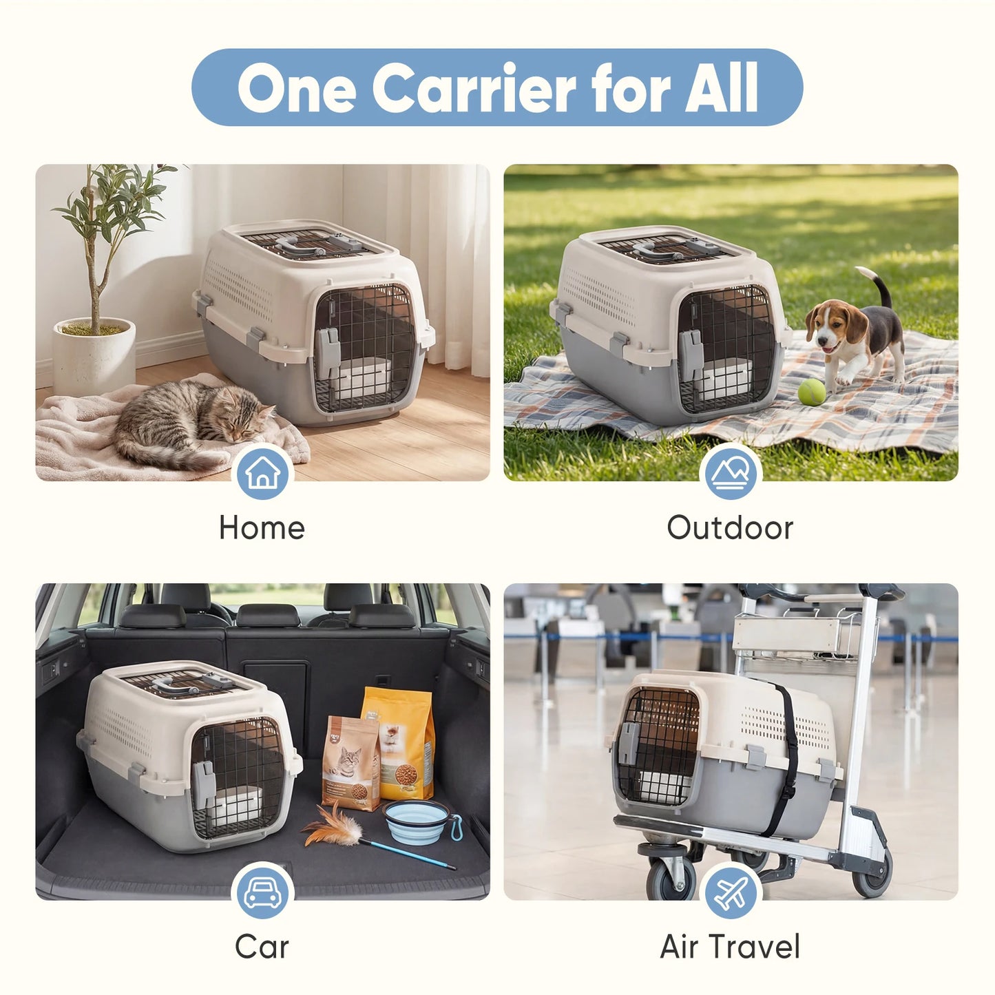 Small Pet Carrier With Front Top Load Wire Door Travel