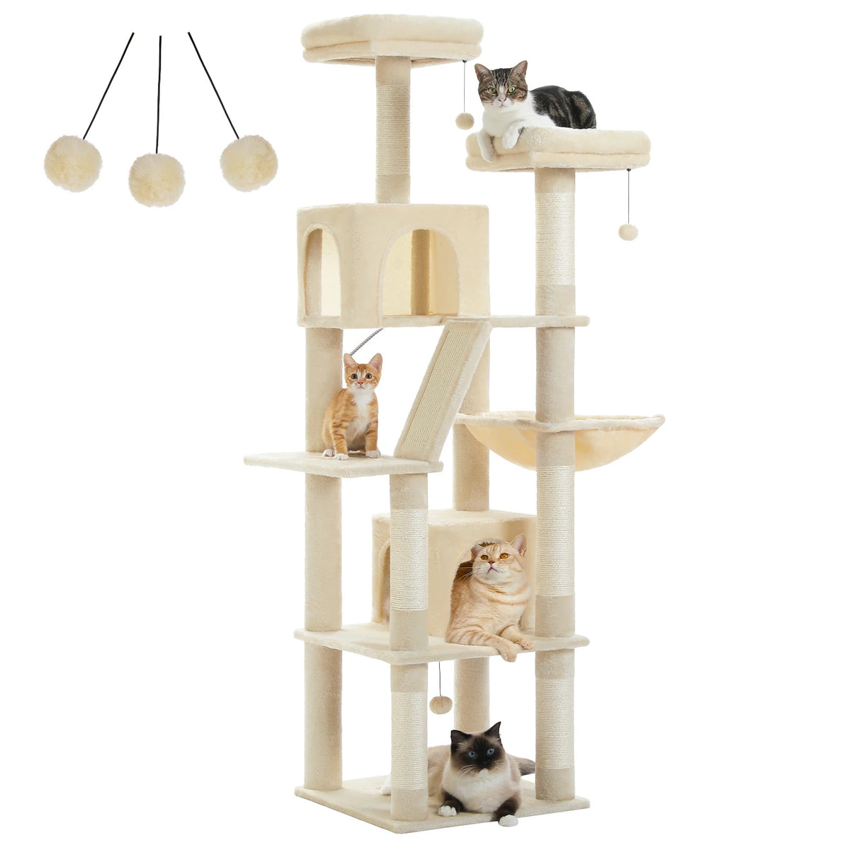PAWZ Road Multilevel Cat Tower With Plush Condo Scratching Posts