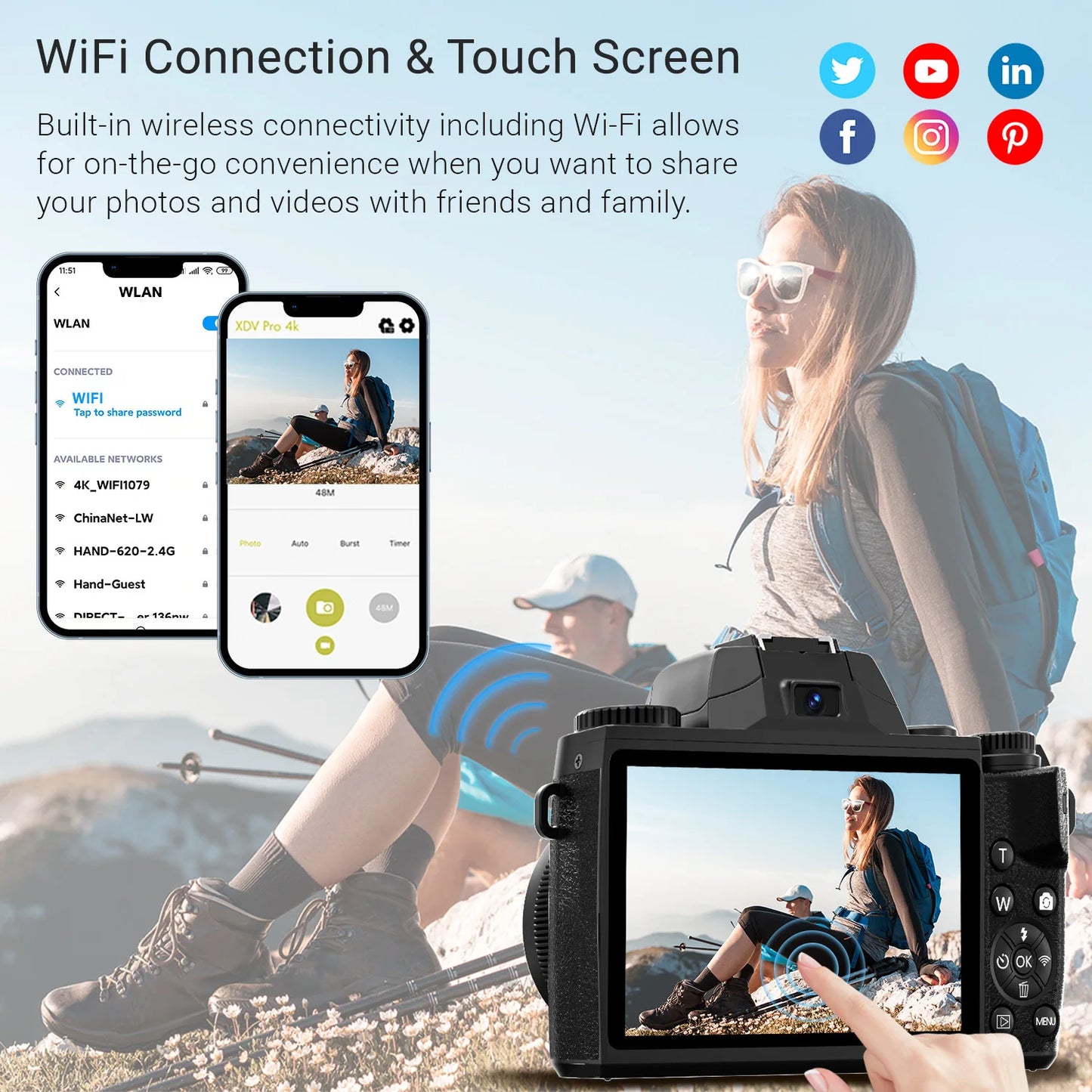 Gavonde 4K 64MP WiFi Vlogging Digital Camera With Flash