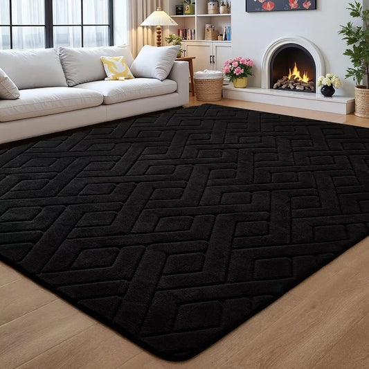 Modern Geometric Shag Area Rug For Living Room Soft Durable
