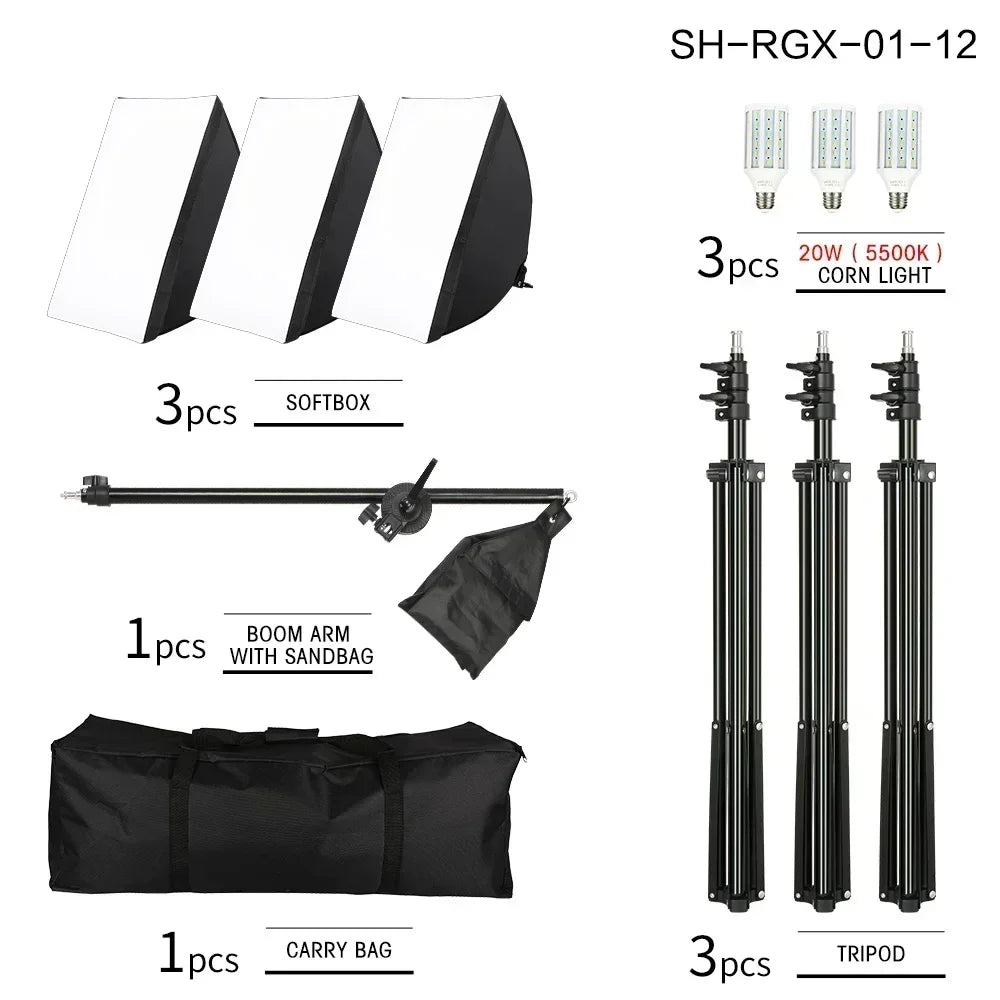 SH Professional Softbox Lighting Kit For Photography Studio