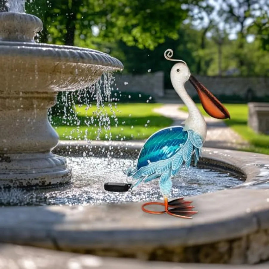 SHXI Solar Pelican Statue Garden Sculpture LED Outdoor Decor
