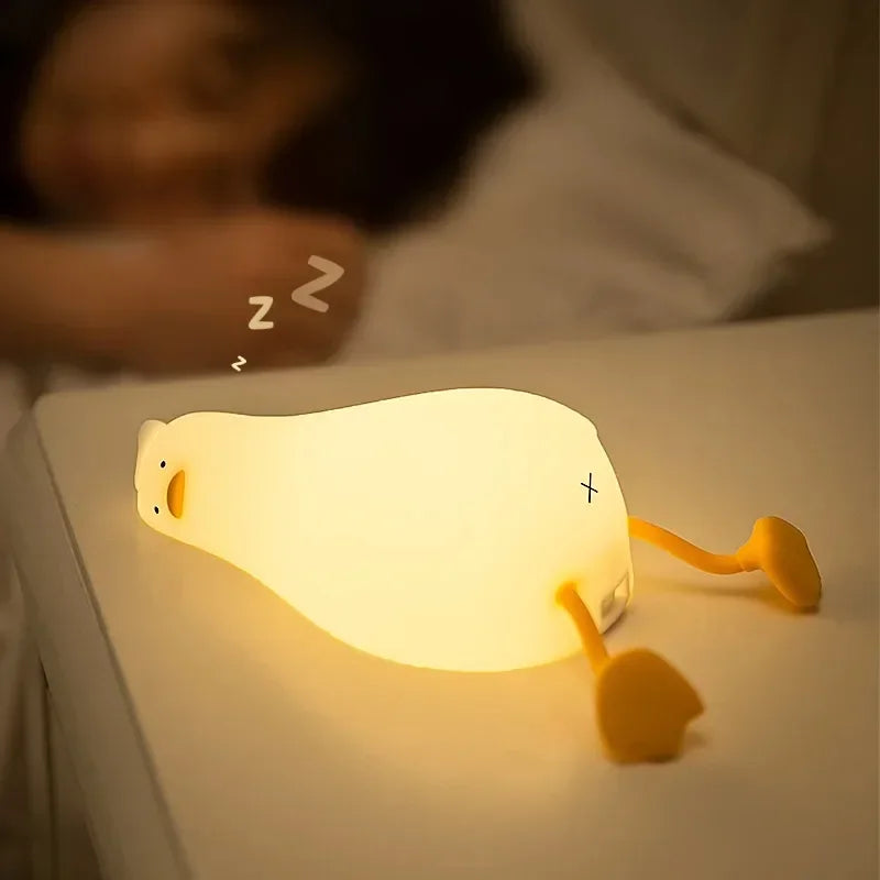 Duck Rechargeable LED Night Light Silicone Cartoon Lamp For Kids