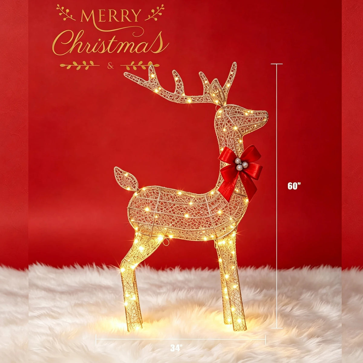 HiMISS Lighted Christmas Reindeer Family LED Yard Decorations