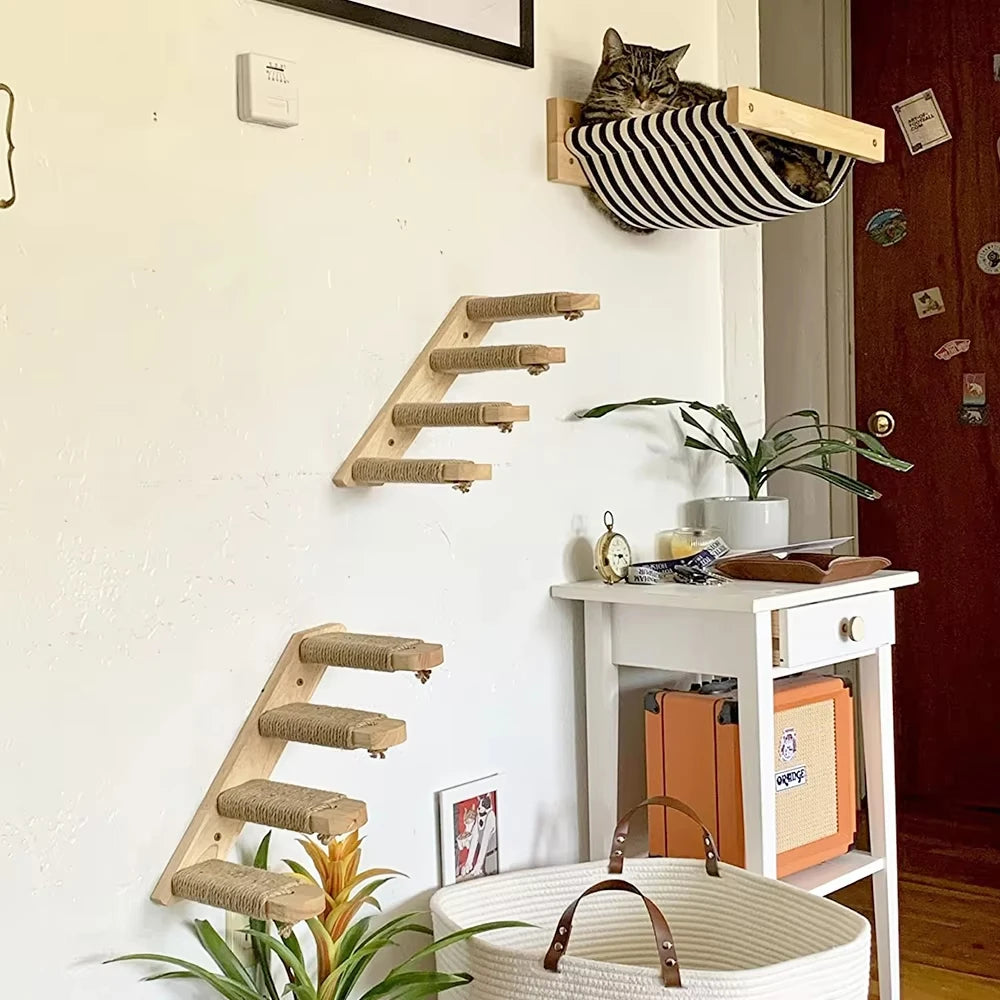 Cat Wall Mounted Climbing Shelf With Sisal Scratching Post