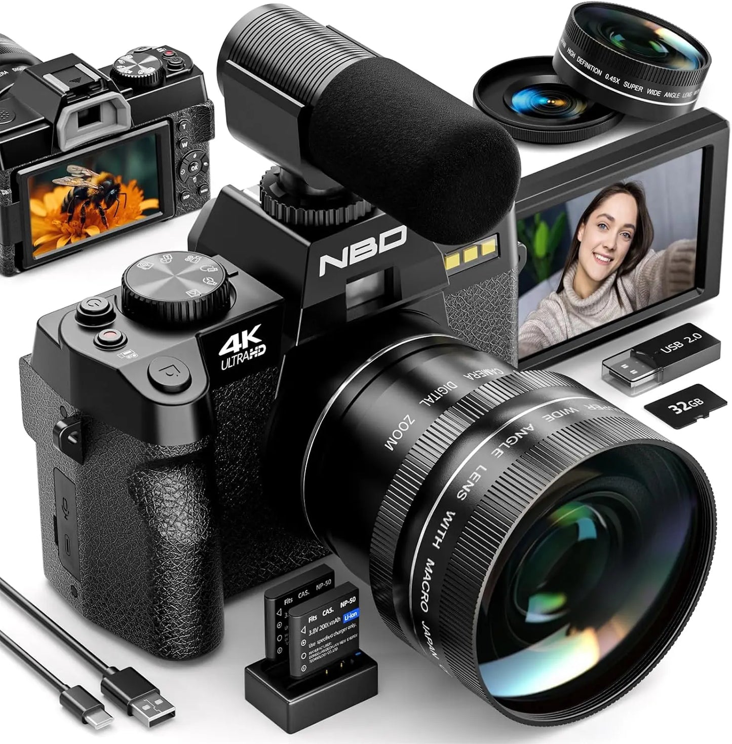 NBD 4K Digital Cameras For Photography And Travel Vlogging