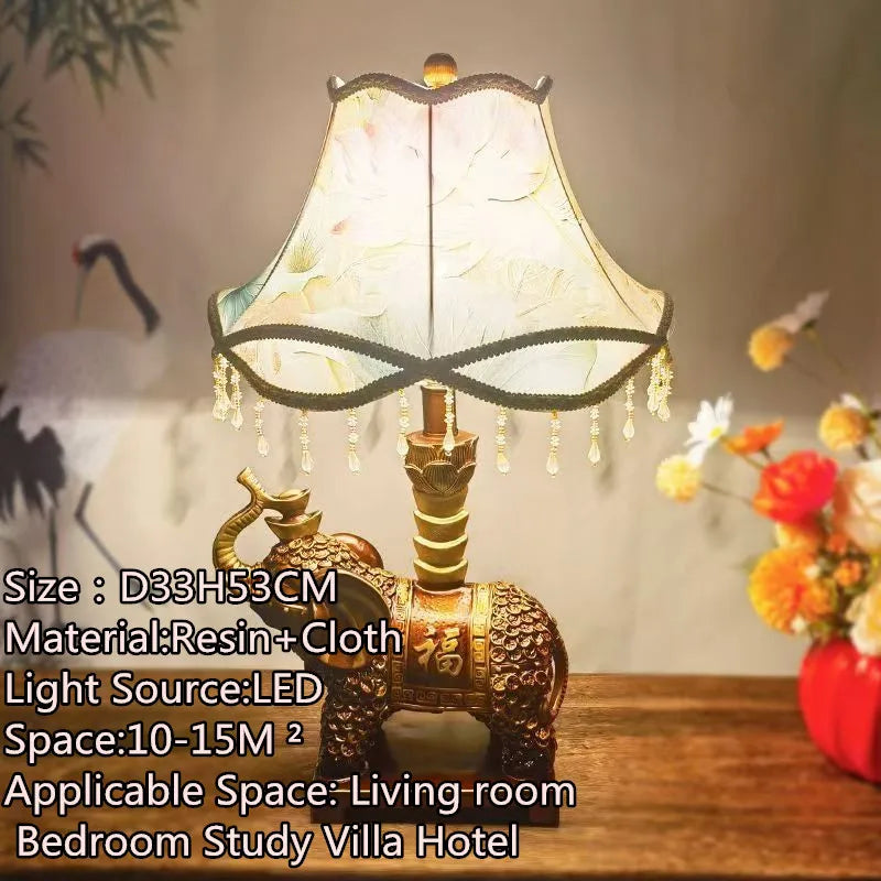 American Retro Peacock Table Lamp LED Contemporary Decor