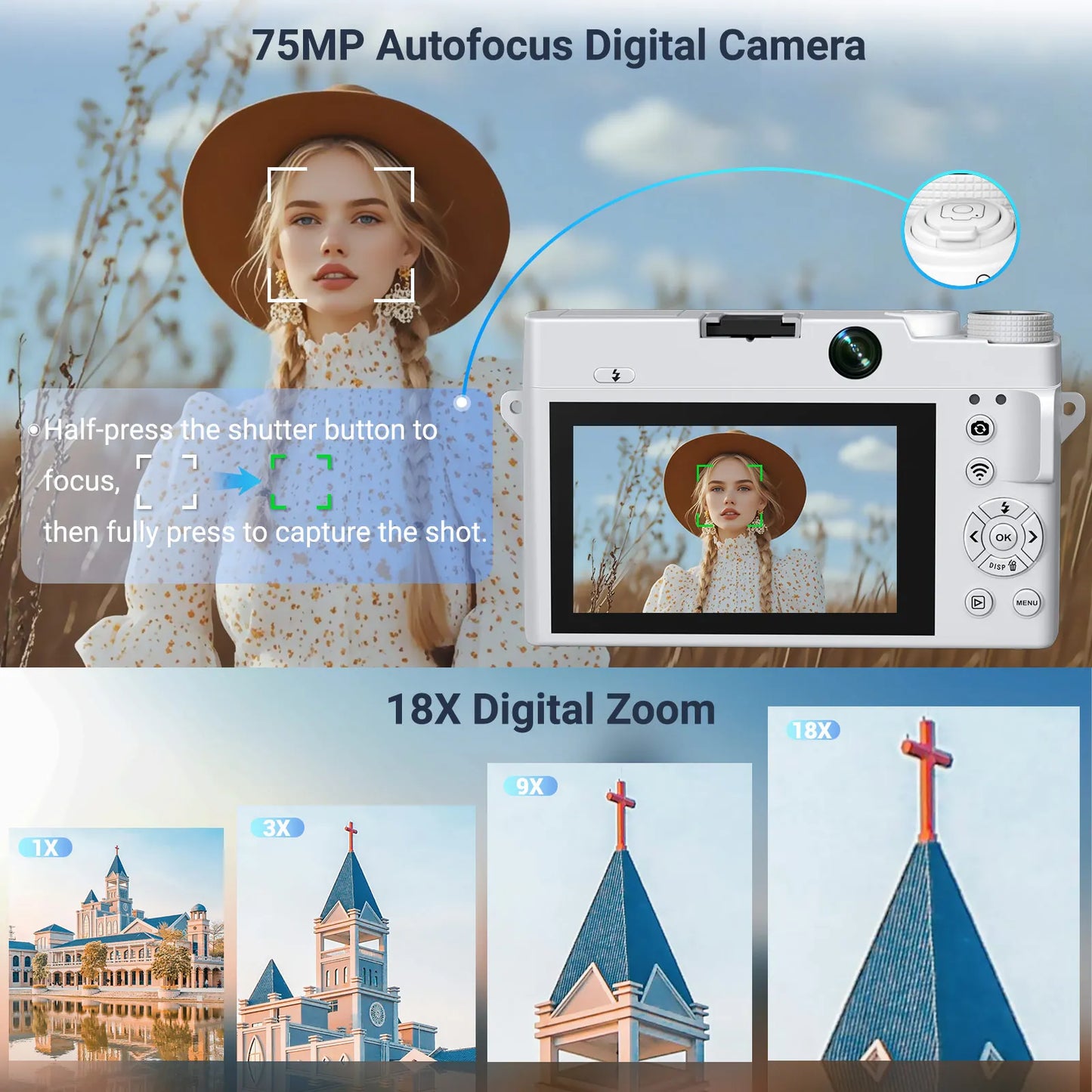 Gavonde 4K Digital Camera With 75MP Autofocus AntiShake