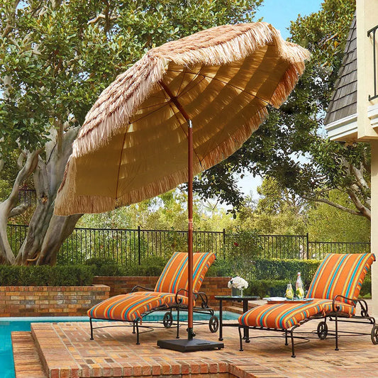 NovaSphere Thatched Tiki Umbrella 8-Rib Outdoor Patio