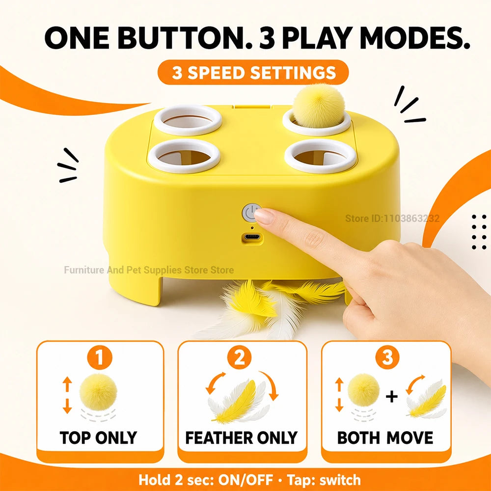 Smart Cat Toy Wand With Feathers Interactive Electric Toy