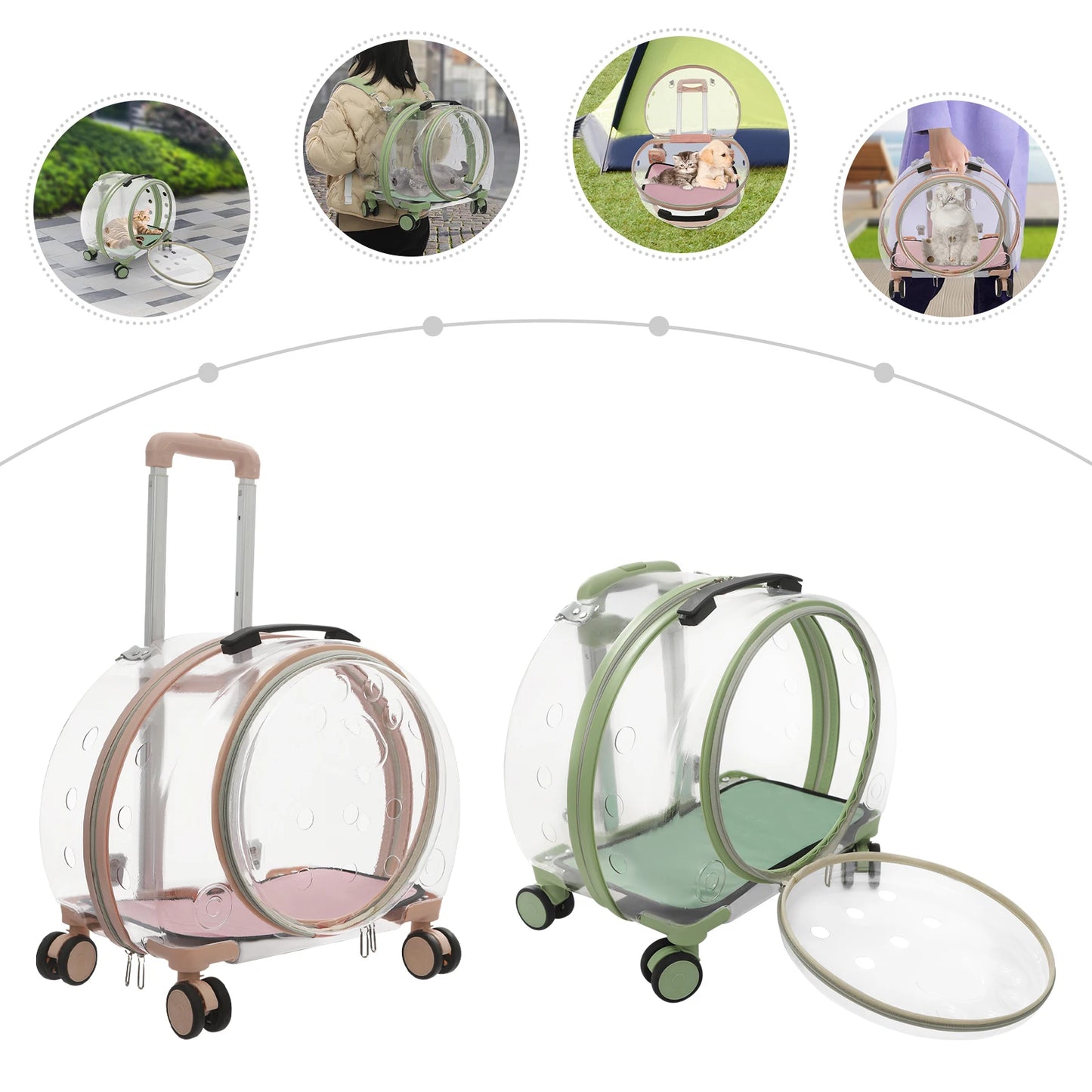 Breathable Cat Carrier With Rolling Wheels For Cats Lightweight