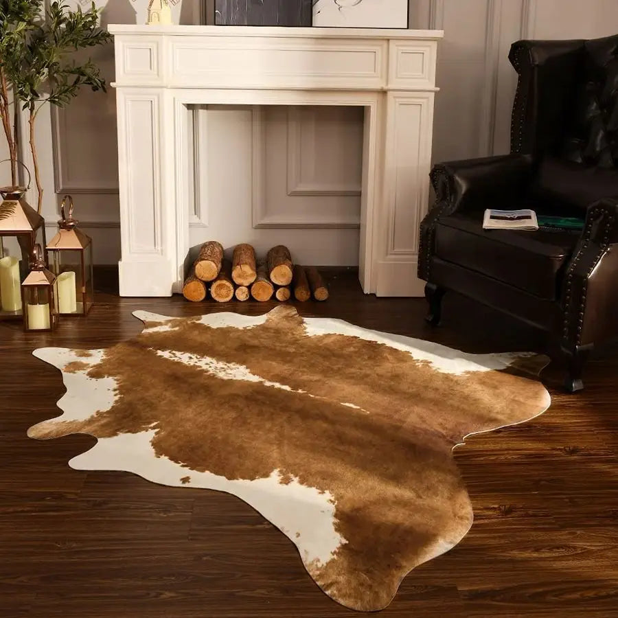 Premium Faux Cowhide Rug With Rustic Cow Print Accent