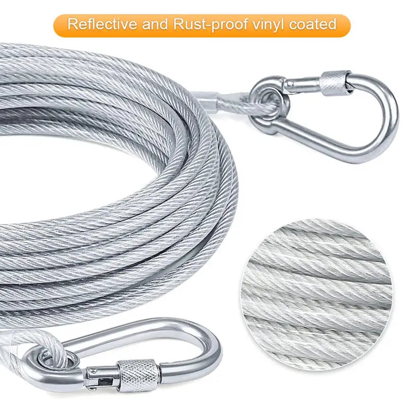 Stainless Steel Double Headed Dog Tie Out Cable Leash