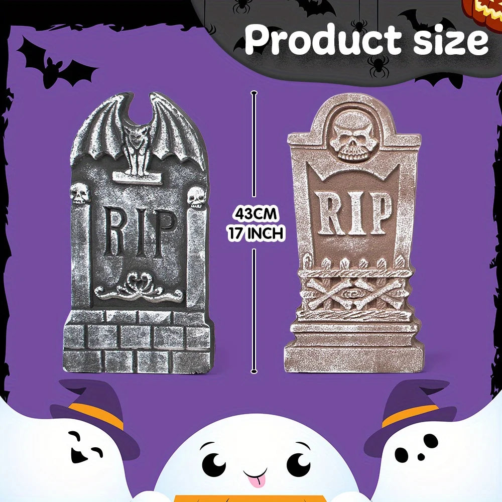 Halloween Foam Tombstones With Metal Stakes For Outdoor Decorations