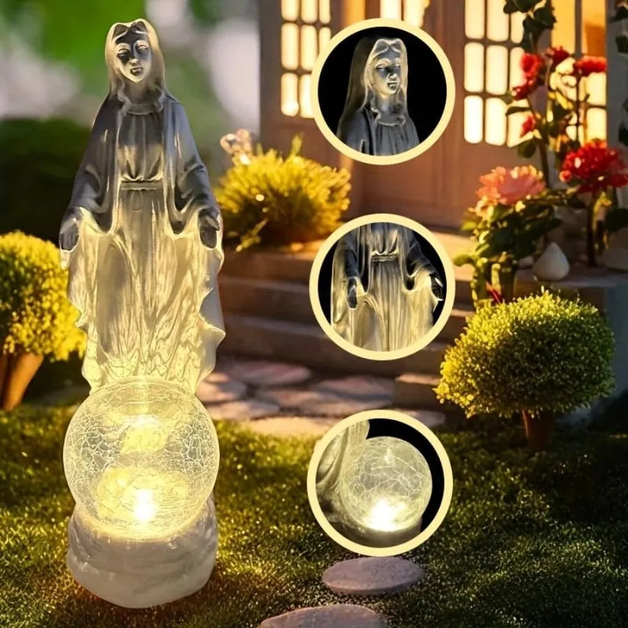SHXI Solar Virgin Mary Outdoor Garden Statue With Lights