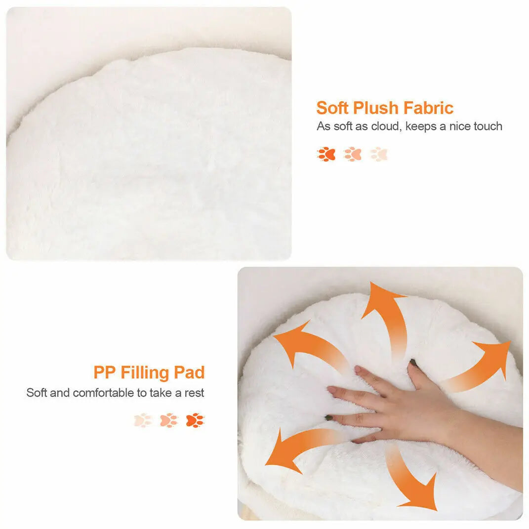 Soft Cat Bed Plush Nest Washable Cushion With Wood Legs