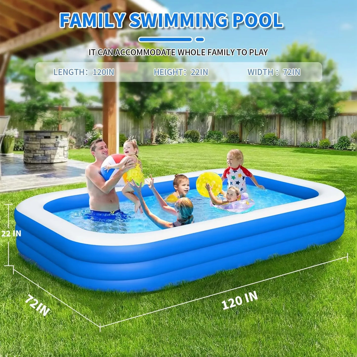 Family Inflatable Pool for Backyard Fun