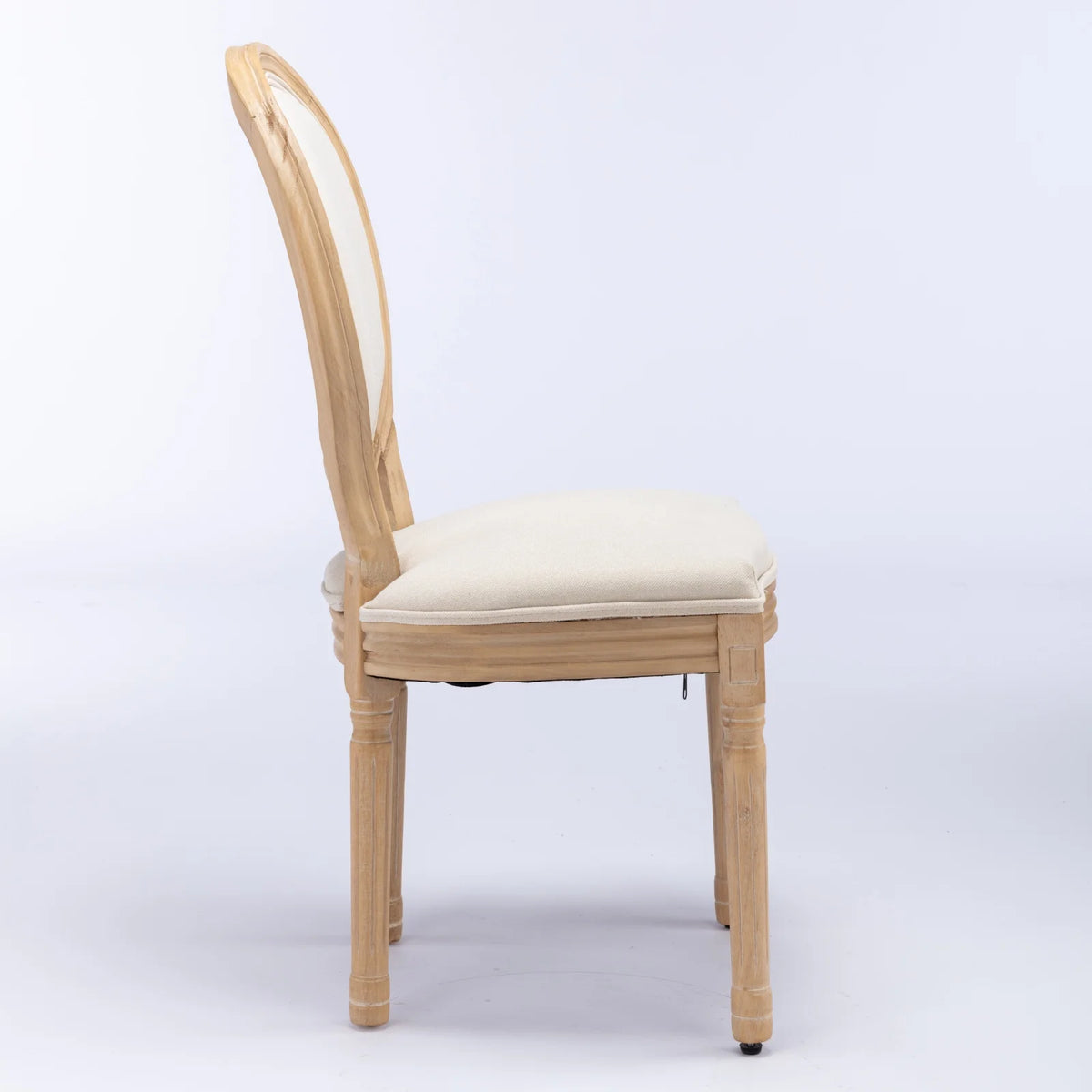 OAKCIA French Style Solid Wood Linen Back Dining Chair Set