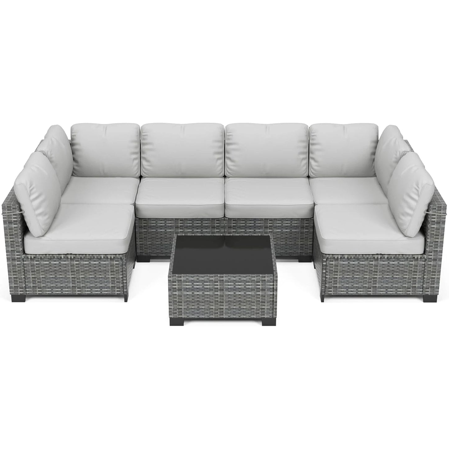 HobbyLane 7 Piece Modular Outdoor Furniture Set PE Rattan Wicker Garden Balcony
