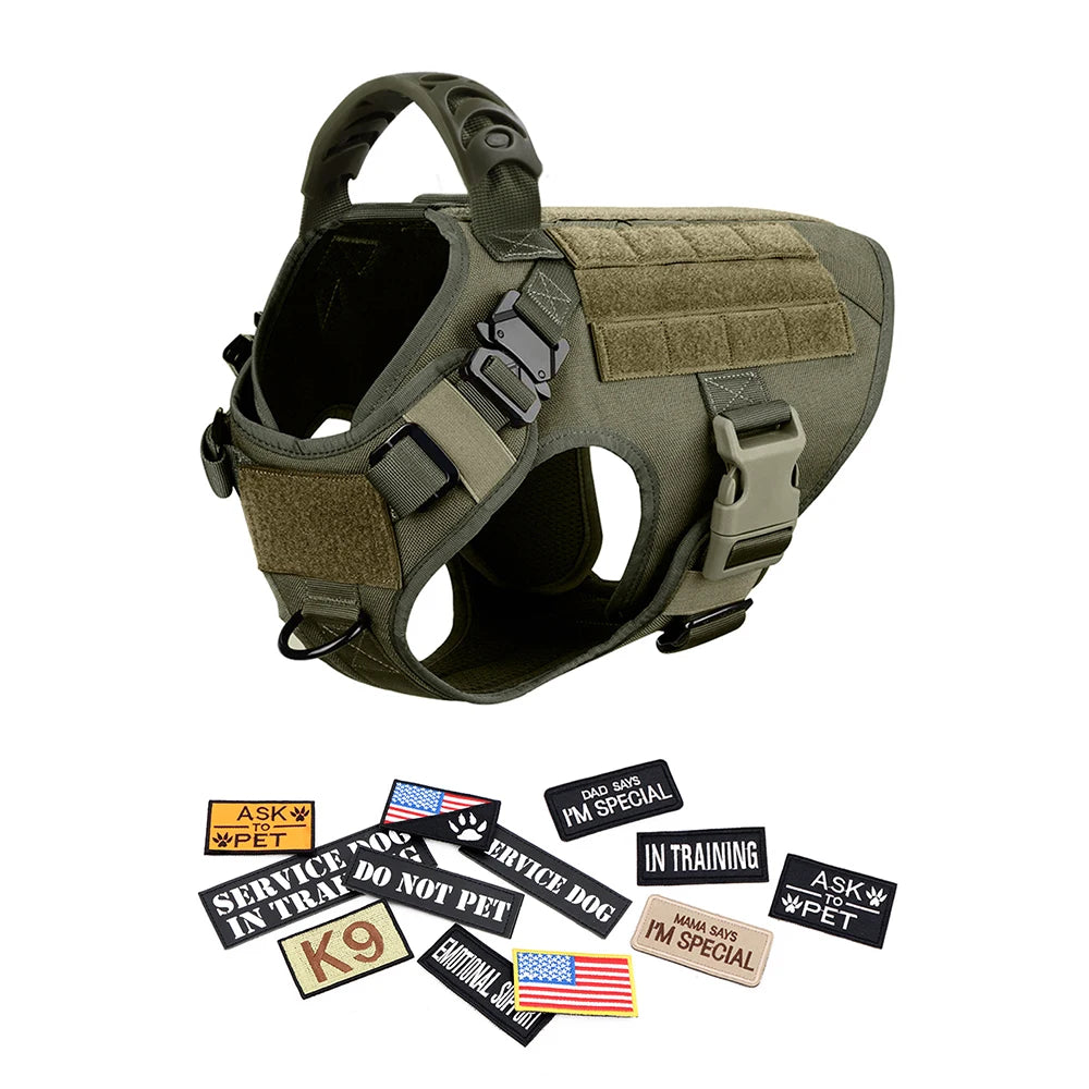 PETRAVEL Military Dog Harness Vest Set With Leash Patches Bags