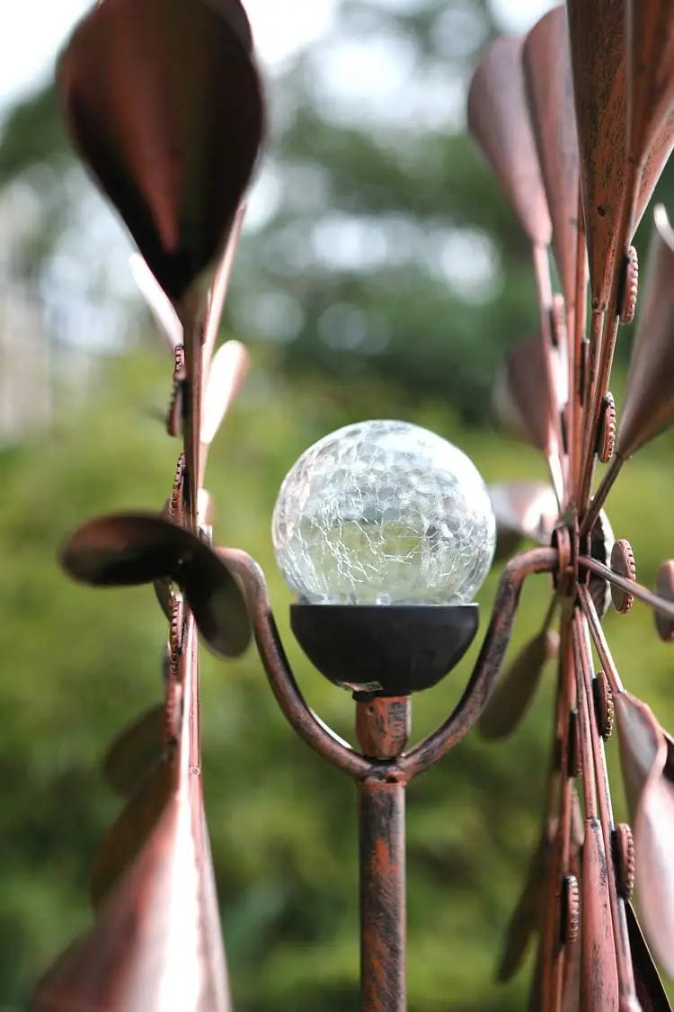 Solar-Powered Kinetic Wind Spinner With LED Lights